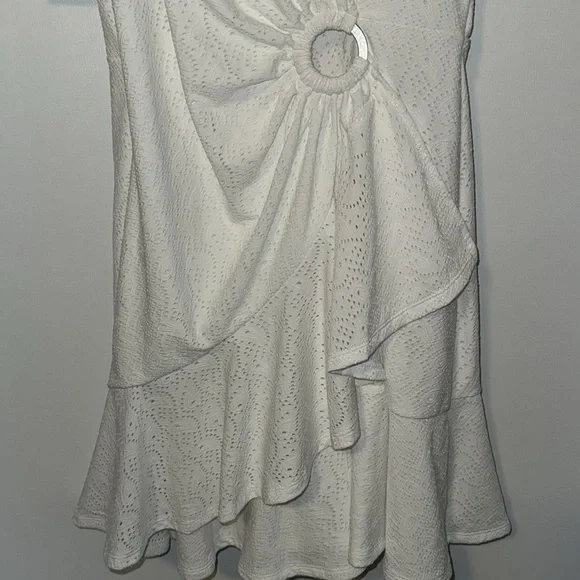 MICHAEL Michael Kors Flutter White Eyelet Wrap Mini Dress Women’s L Large - Picture 5 of 9